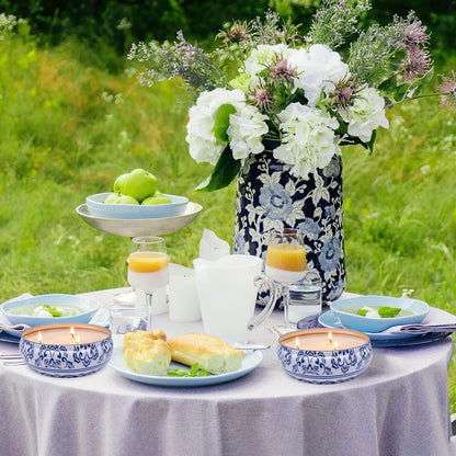 Blue and White Citronella Candle, 3 Wick