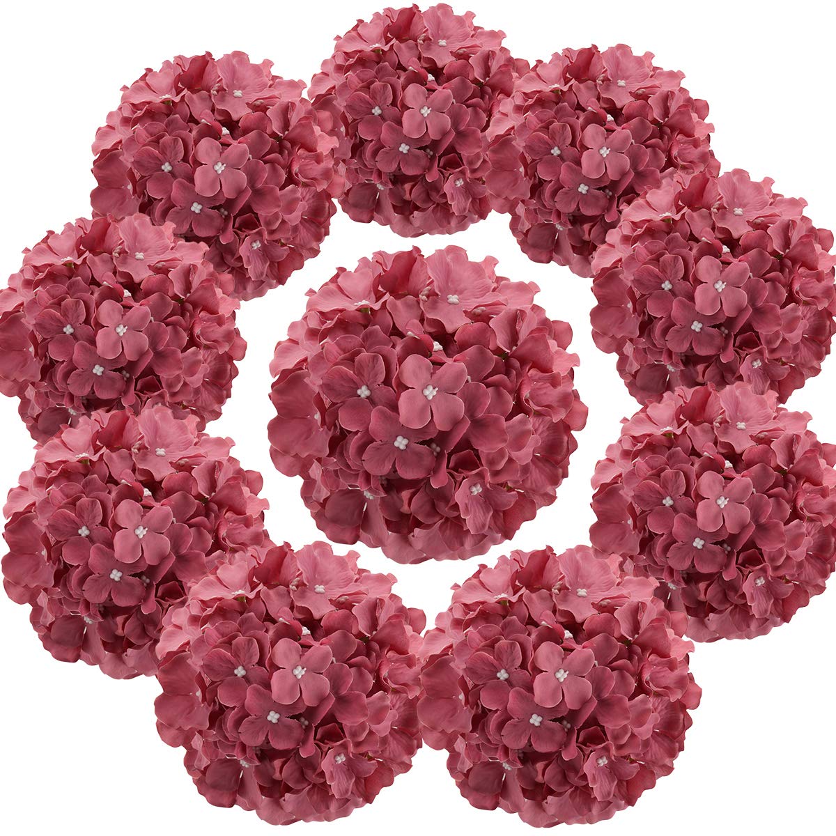 Silk Hydrangea Heads with Stems, Pack of 10