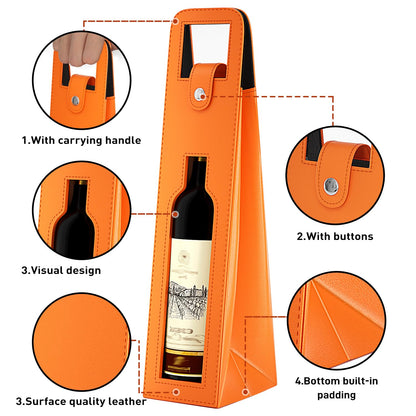 Blue Leather Wine Gift Bag