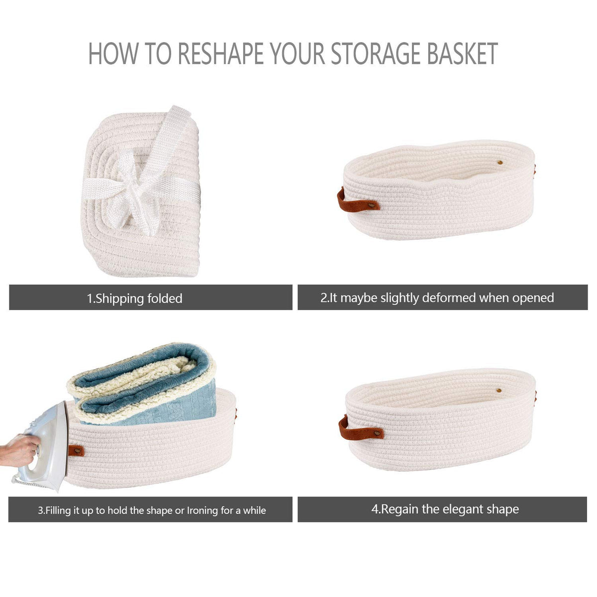 Woven Cotton Rope Toilet Tank Basket, Navy and White