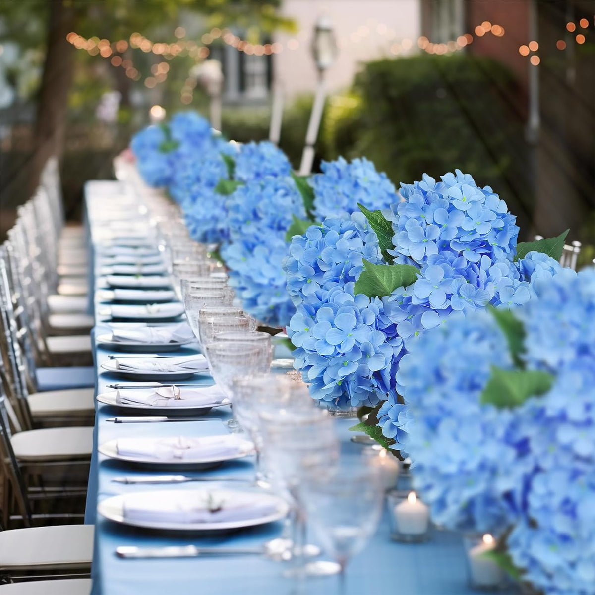Blue Hydrangea Faux Flowers, 6 Stems