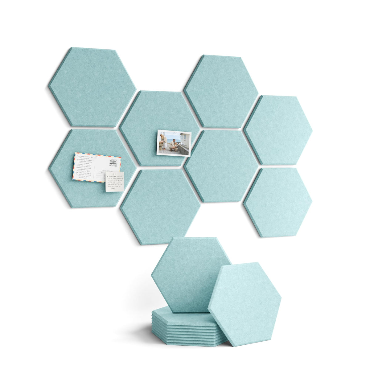 Blue Hexagon Felt Pin Board Tiles, 12 Pack