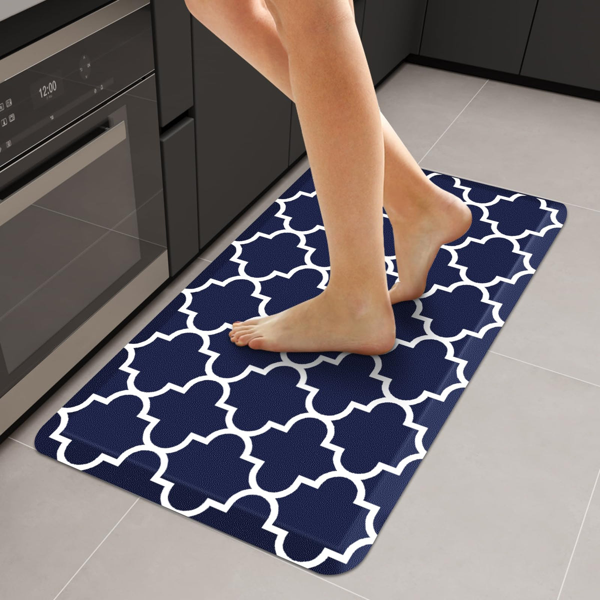 Blue Cushioned Anti-Fatigue Kitchen Mat