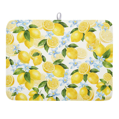 Blue Chinoiserie Floral Dish Drying Mat