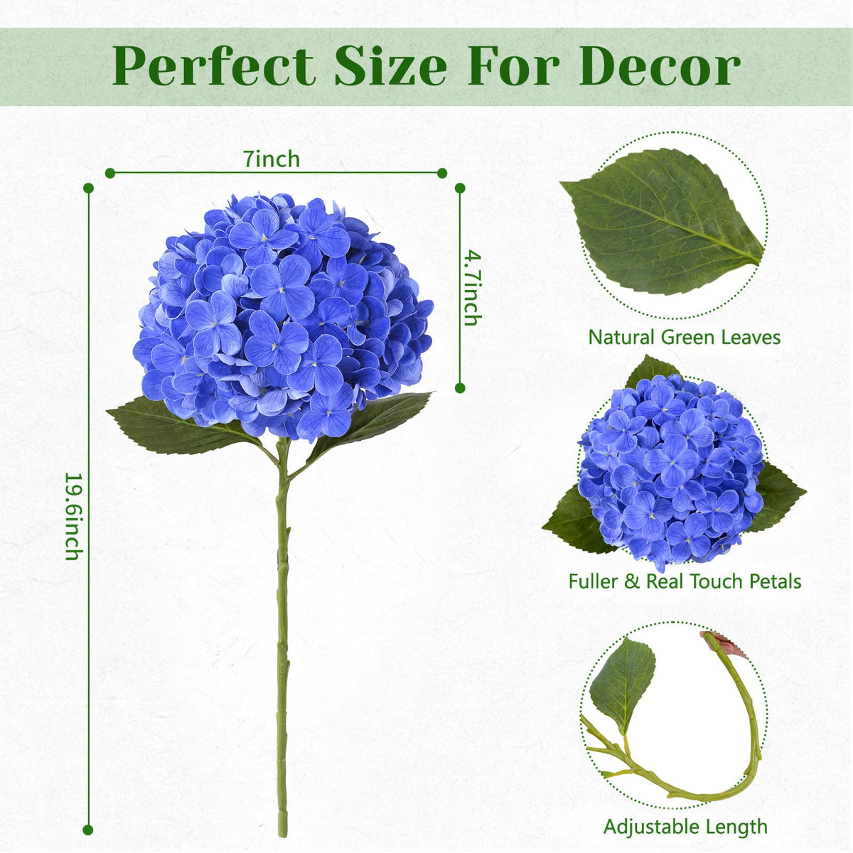 Real Touch Blue Hydrangea Faux Flowers