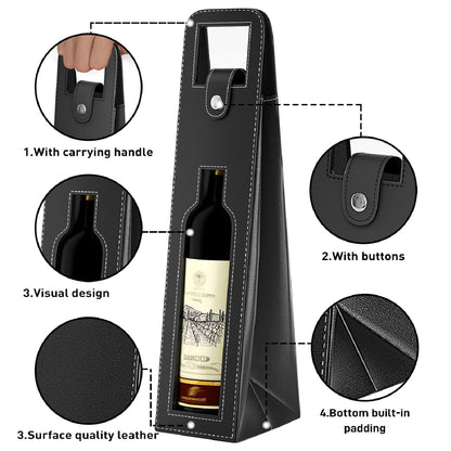 Blue Leather Wine Gift Bag