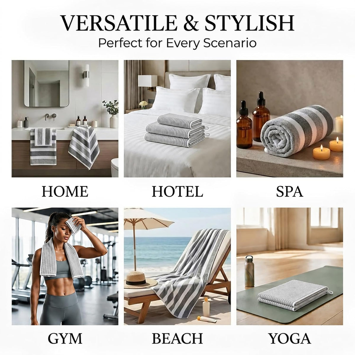 Striped Bath Towel Set, 8 Piece