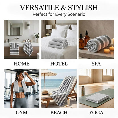 Striped Bath Towel Set, 8 Piece