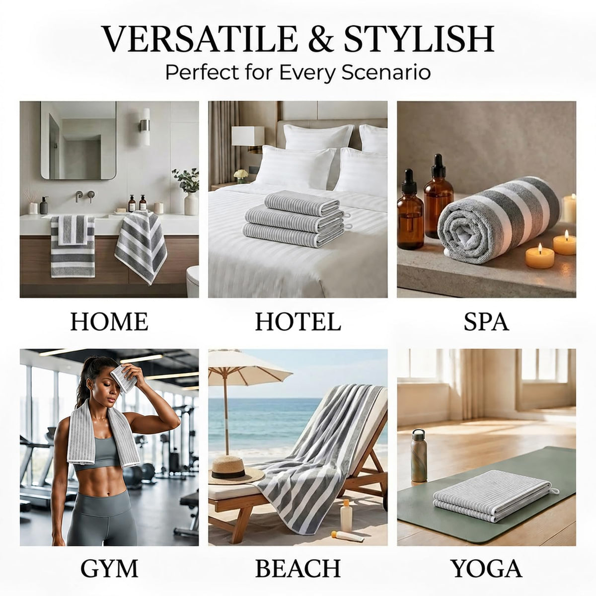 Striped Bath Towel Set, 8 Piece
