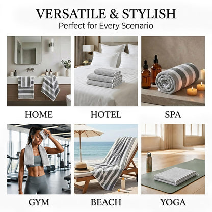 Striped Bath Towel Set, 8 Piece