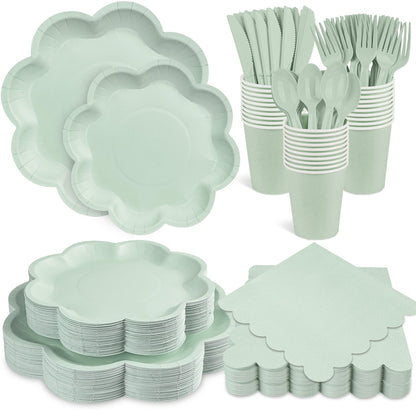 Blue and White Paper Tableware Set, Serves 50