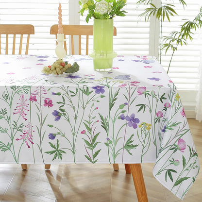 Blue and White Floral Tablecloth, Rectangle