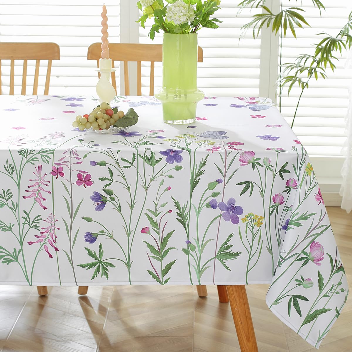Blue and White Floral Tablecloth, Rectangle