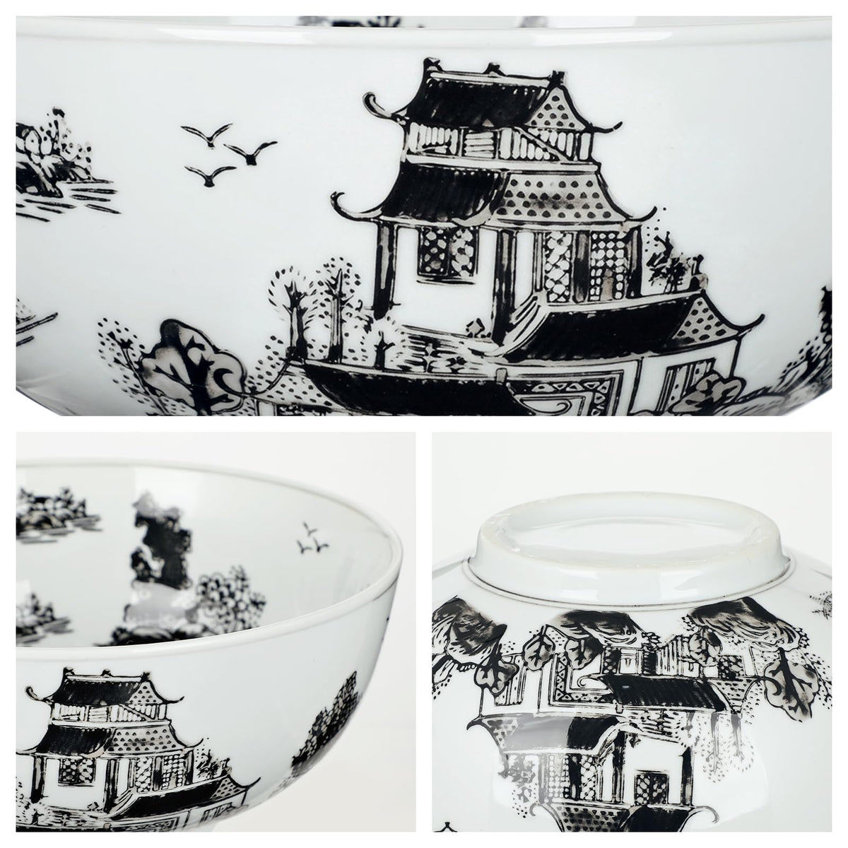 Blue and White Chinoiserie Bowl Planter, 9 Inch