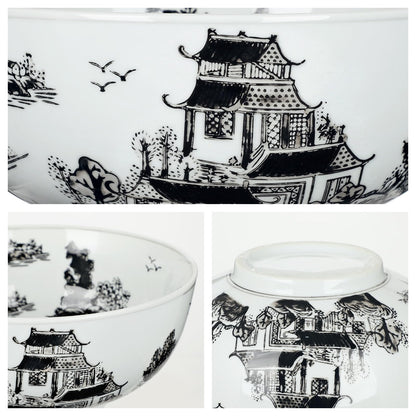 Blue and White Chinoiserie Bowl Planter, 9 Inch