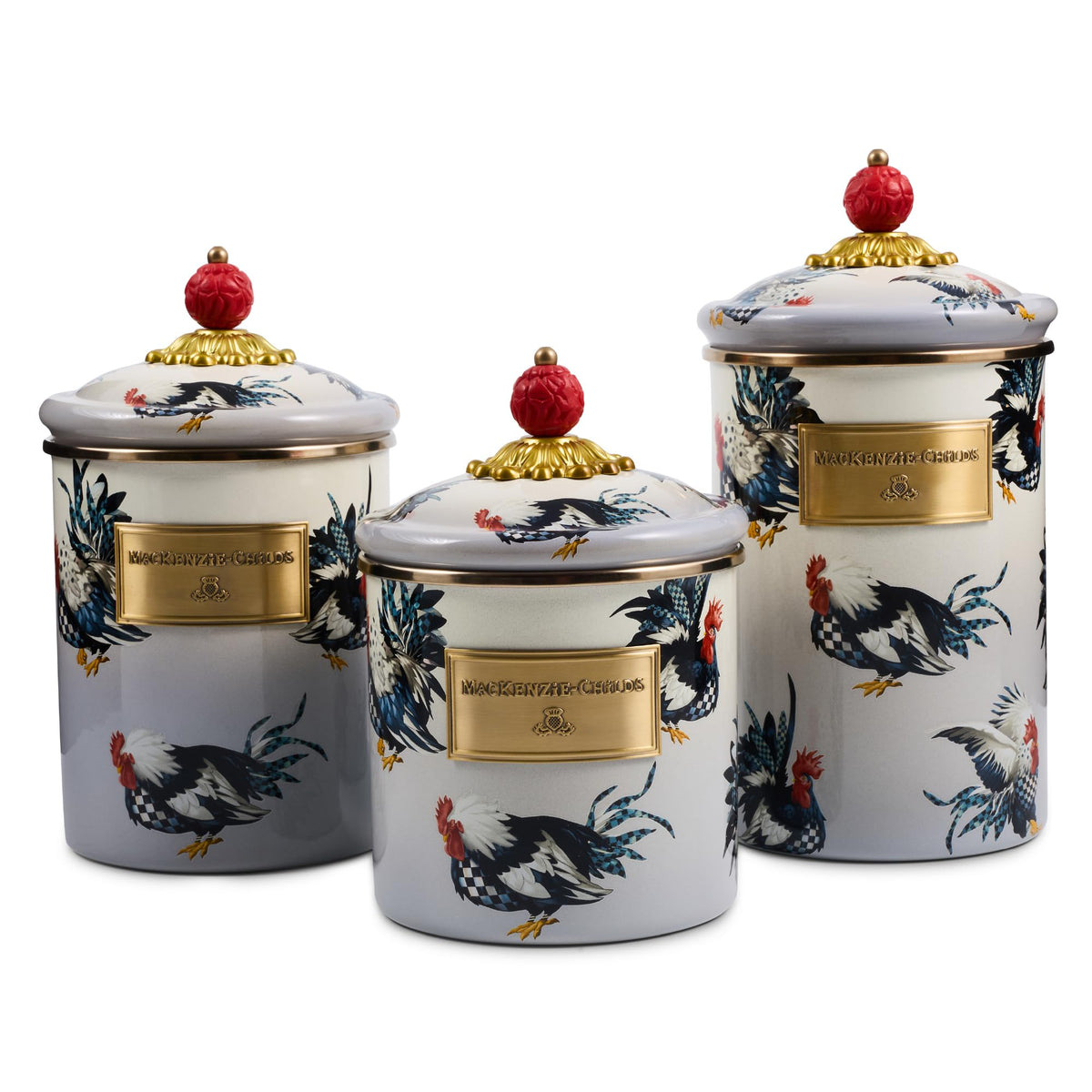 MacKenzie-Childs Enamel Canister Set, Royal Check
