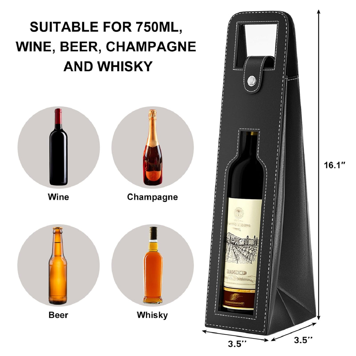Blue Leather Wine Gift Bag