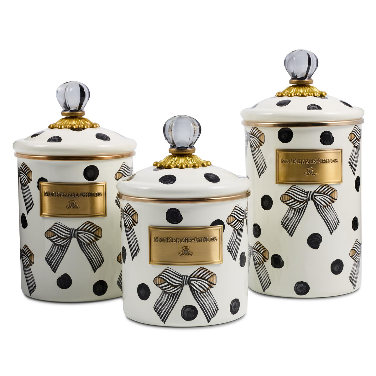 MacKenzie-Childs Enamel Canister Set, Royal Check