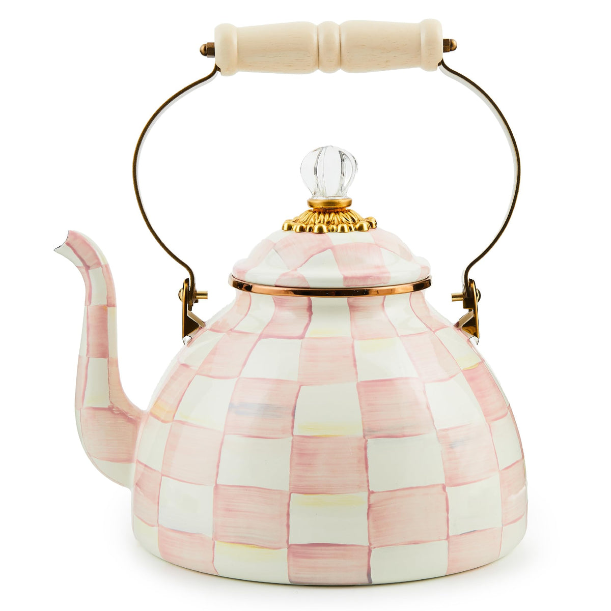 MacKenzie-Childs Enamel Tea Kettle, Royal Check
