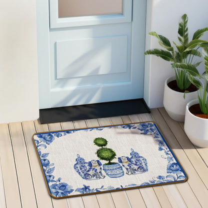 Chinoiserie Dachshund Doormat, 17 x 30 Inch