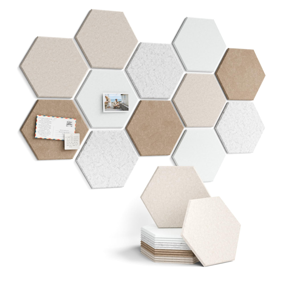 Blue Hexagon Felt Pin Board Tiles, 12 Pack