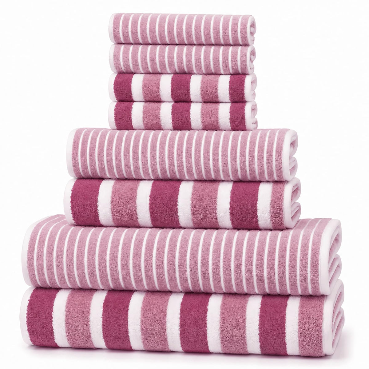 Striped Bath Towel Set, 8 Piece