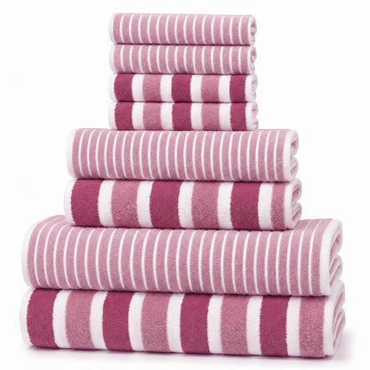 Striped Bath Towel Set, 8 Piece