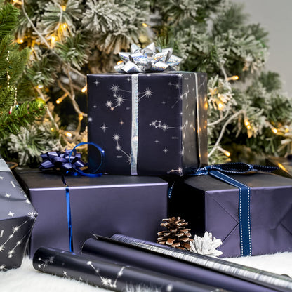 Christmas Wrapping Paper Rolls, Blue and Silver, 4 Rolls