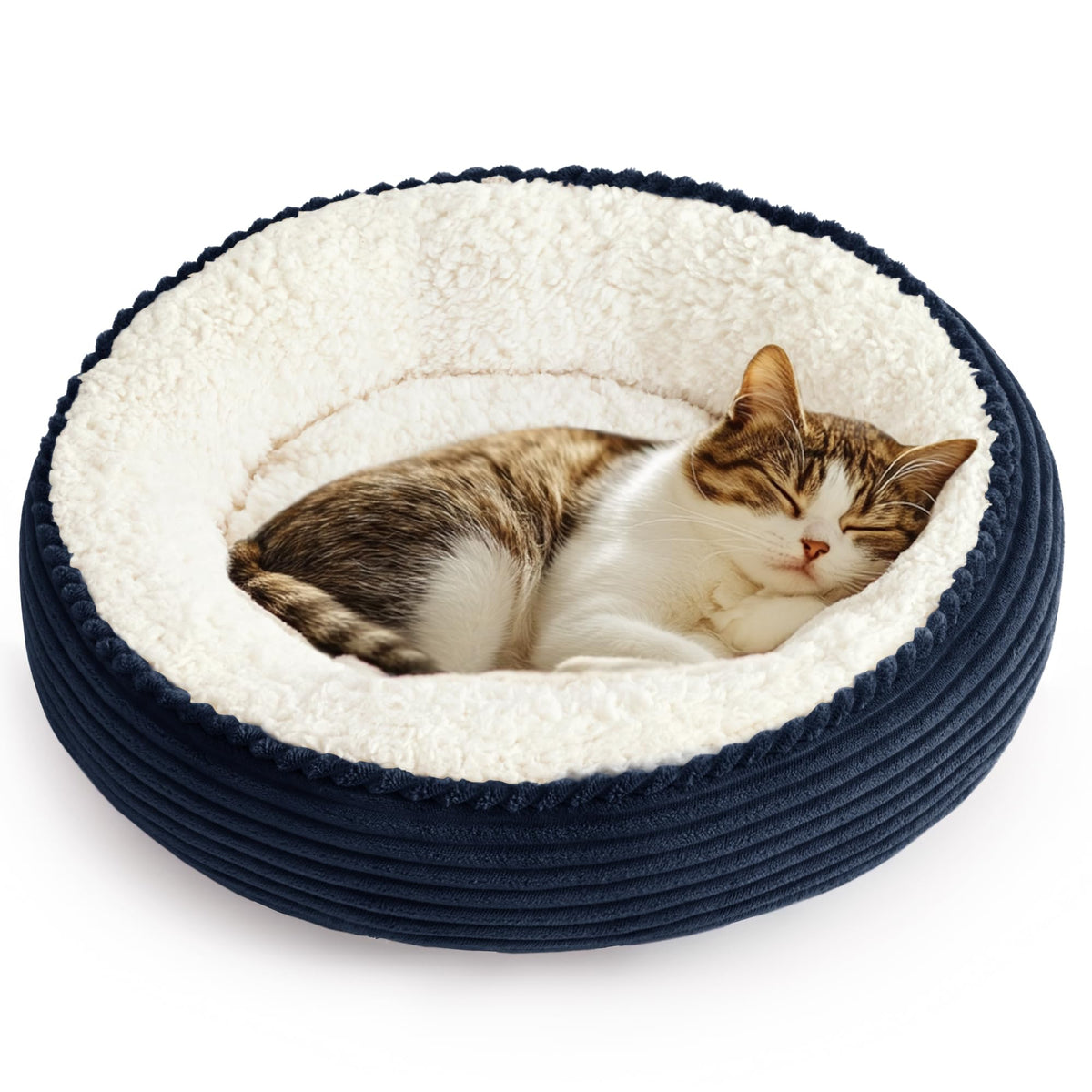 Royal Blue Round Donut Pet Bed