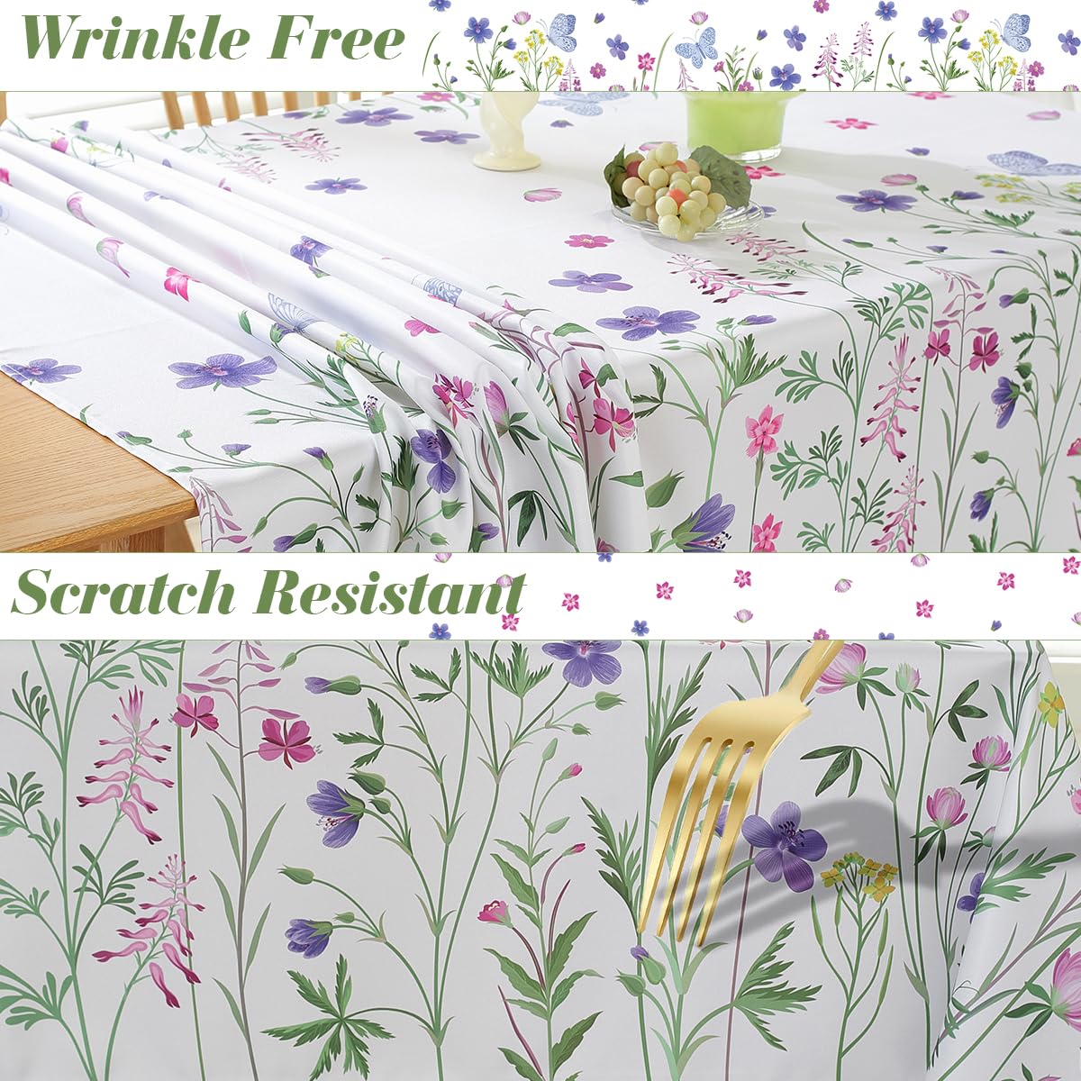 Blue and White Floral Tablecloth, Rectangle