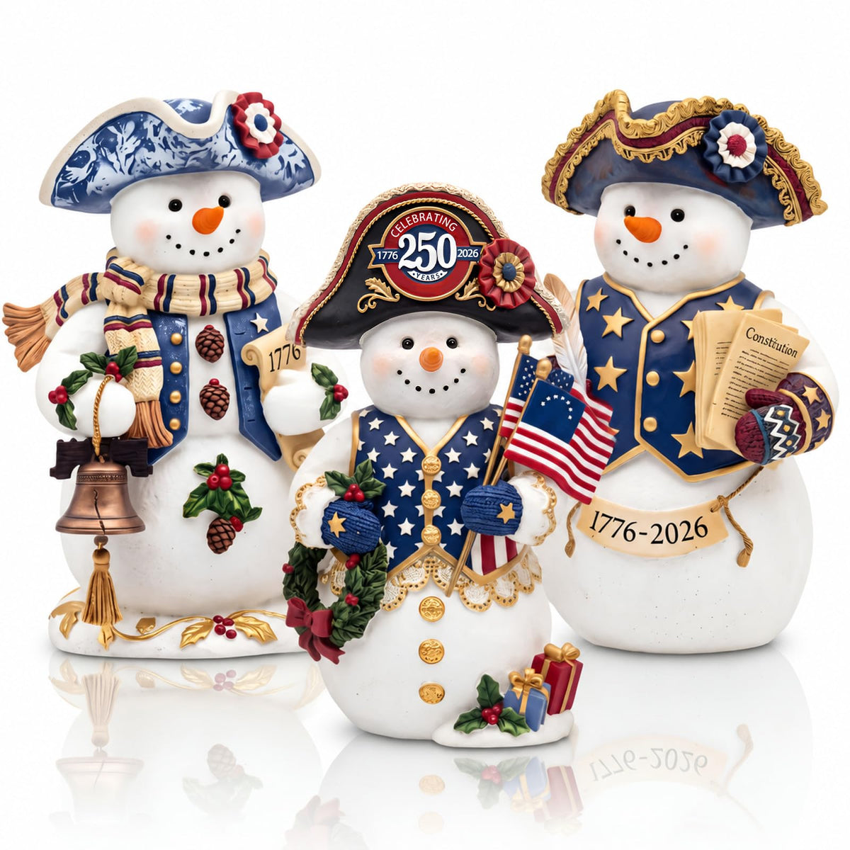Chinoiserie Wooden Snowmen, Set of 3