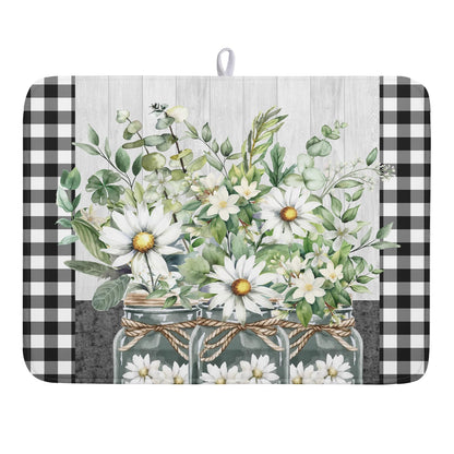 Blue Chinoiserie Floral Dish Drying Mat