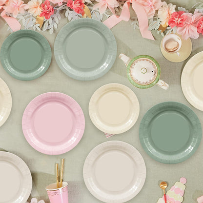 Blue and White Floral Paper Plates and Napkins, Serves 20