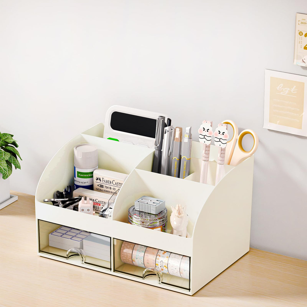 Blue Desk Organizer with 2 Drawers