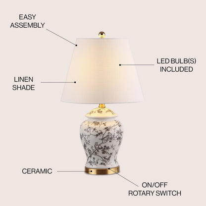 Jonathan Y Penelope Ginger Jar LED Table Lamp, 22 Inch