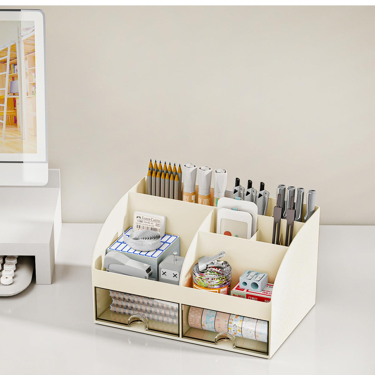 Blue Desk Organizer with 2 Drawers