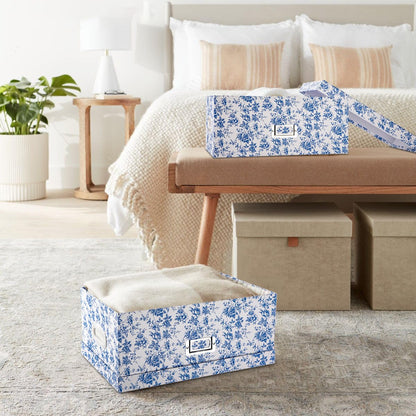 Blue and White Floral Nested Storage Boxes