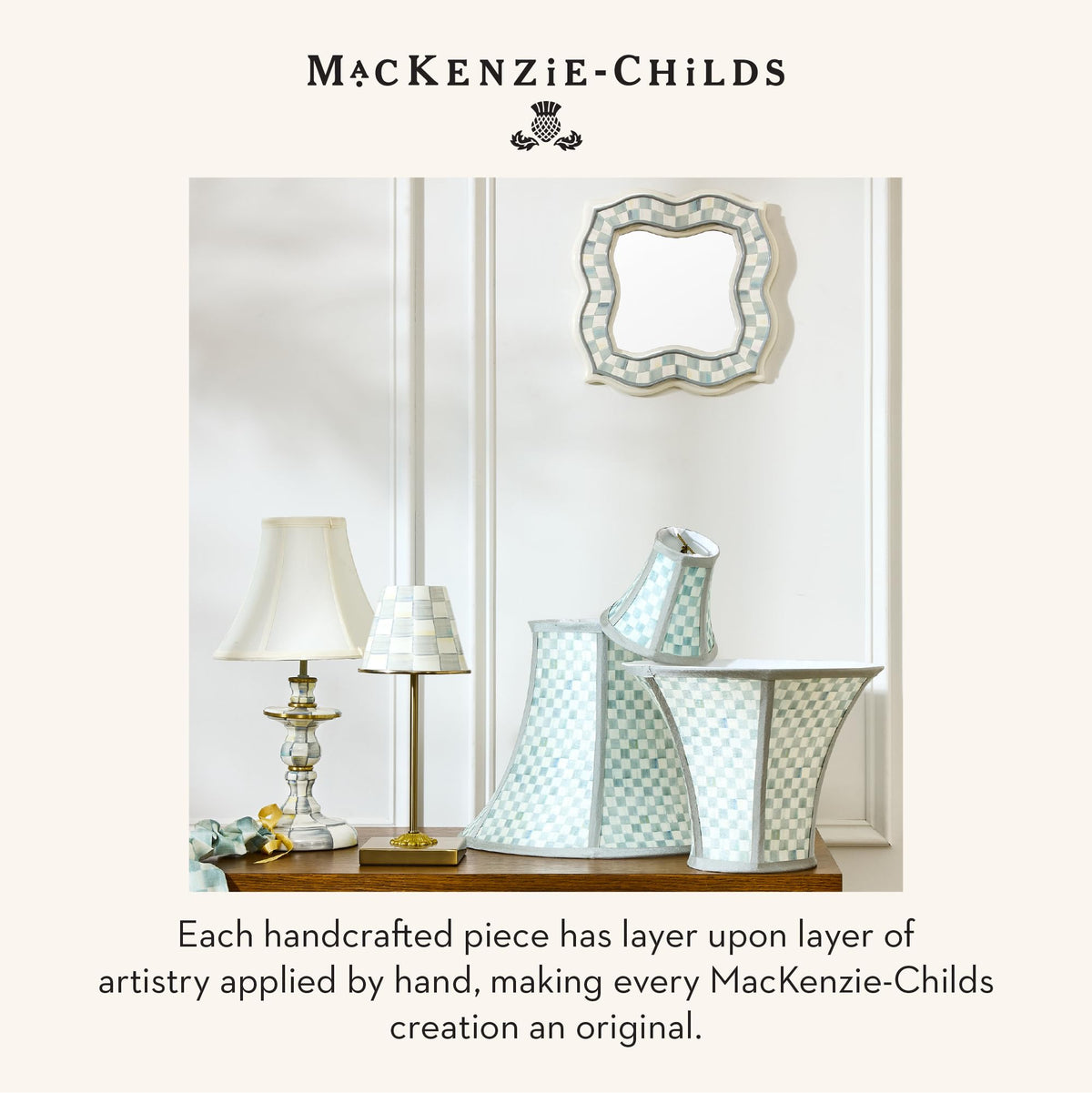 MacKenzie-Childs LED Dome Table Lamp, Sky Check