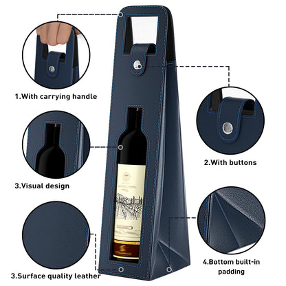 Blue Leather Wine Gift Bag