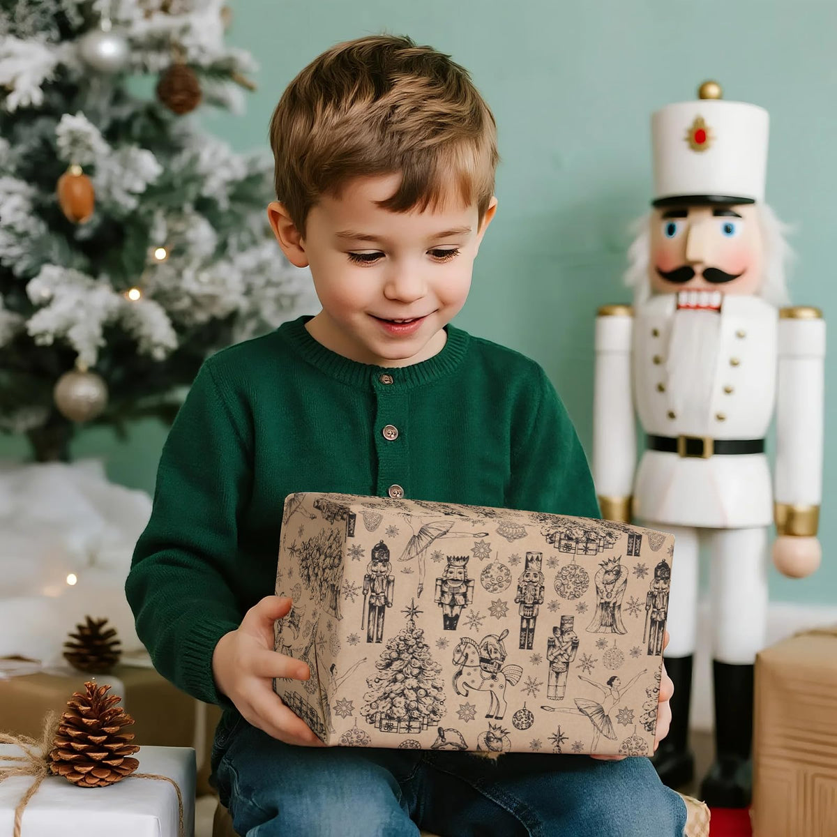 Blue Toile Christmas Wrapping Paper