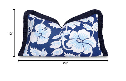 Navy Greek Key Outdoor Lumbar Pillow Cover, 12x20