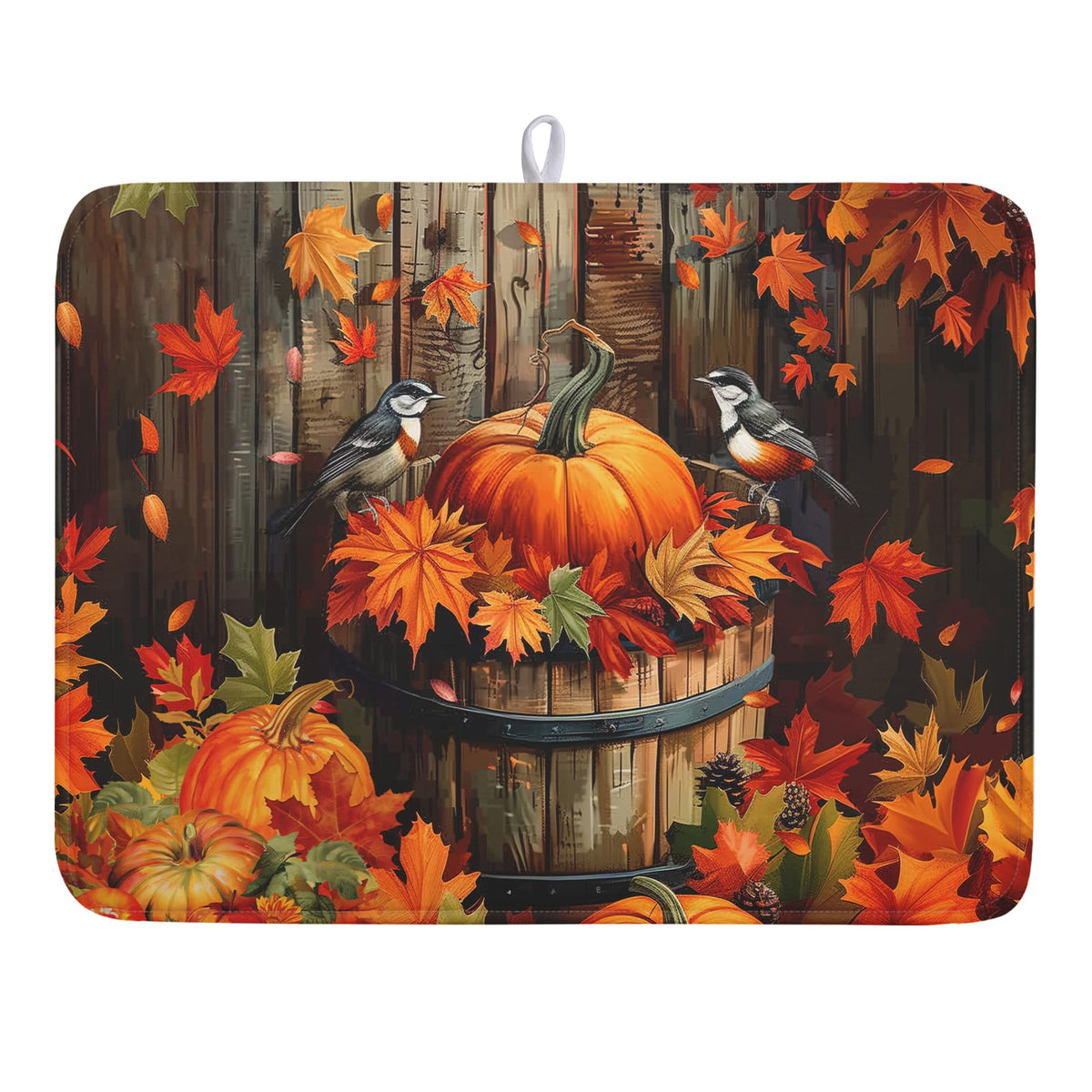 Blue Chinoiserie Floral Dish Drying Mat