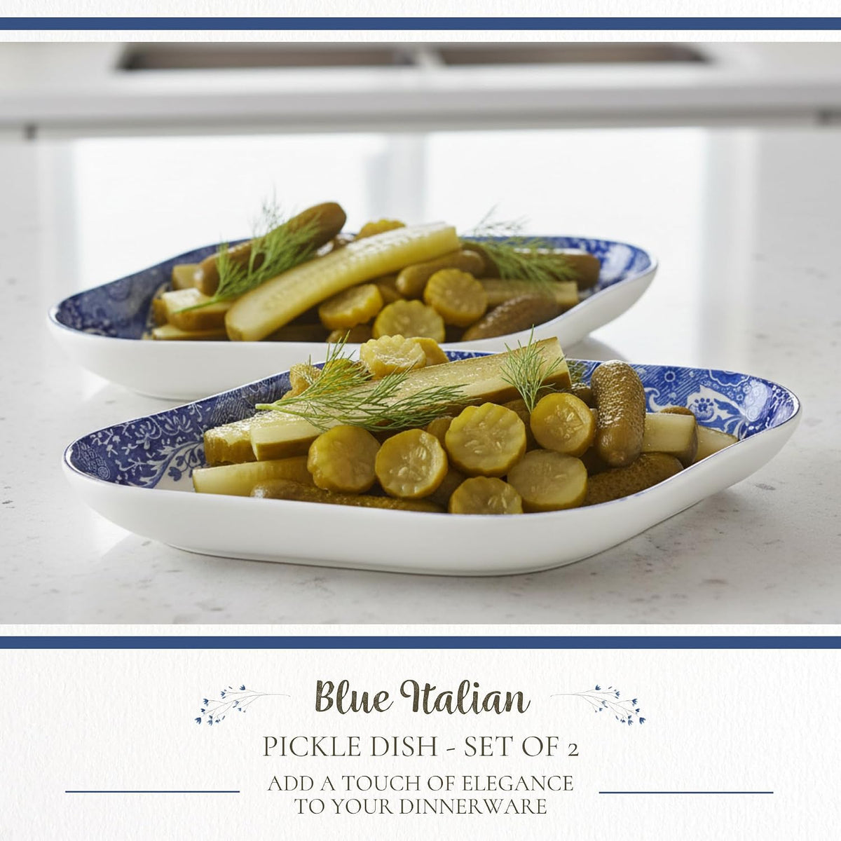 Spode Blue Italian Pickle Dishes, Set of 2