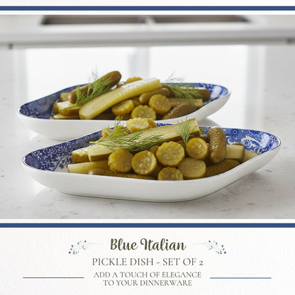 Spode Blue Italian Pickle Dishes, Set of 2