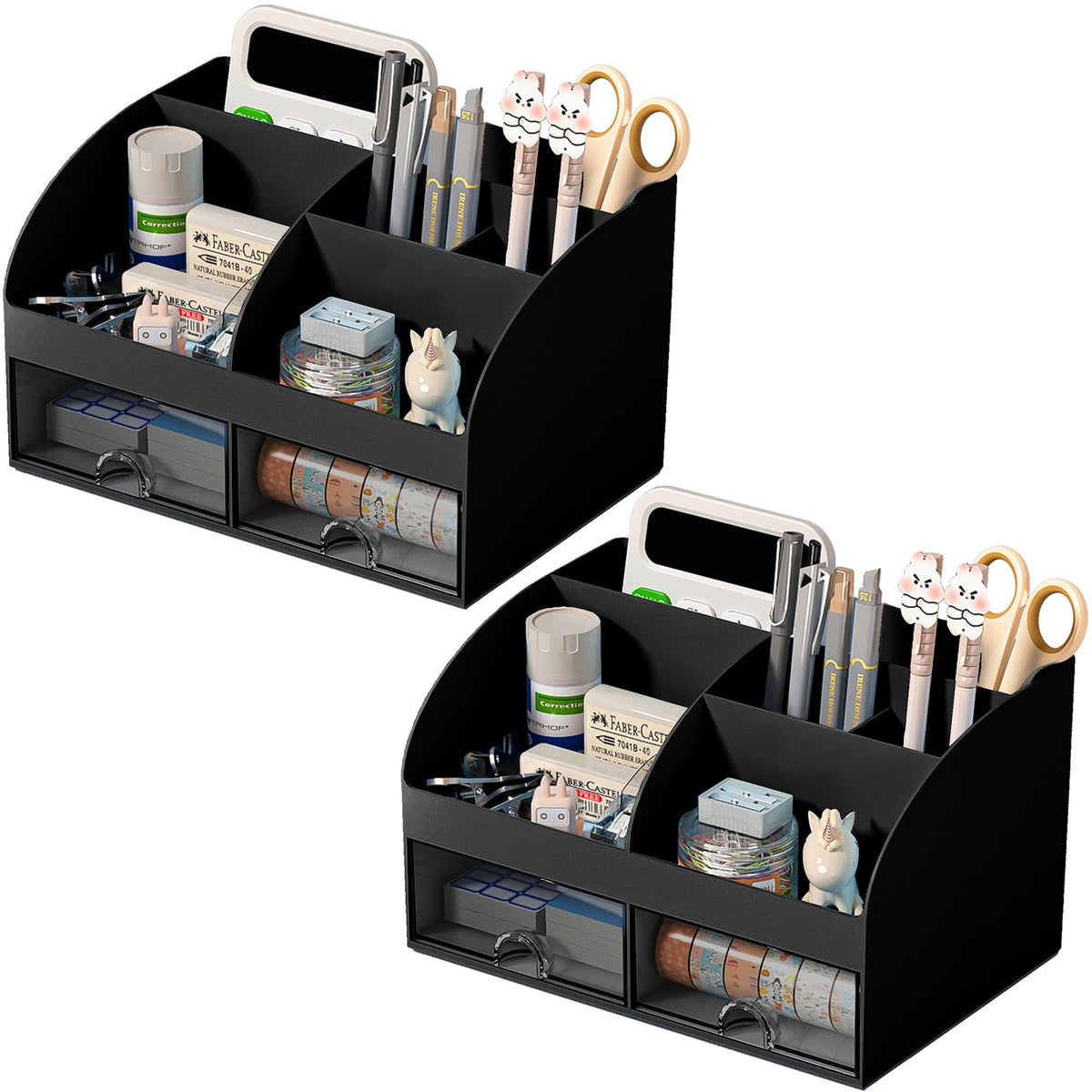 Blue Desk Organizer with 2 Drawers