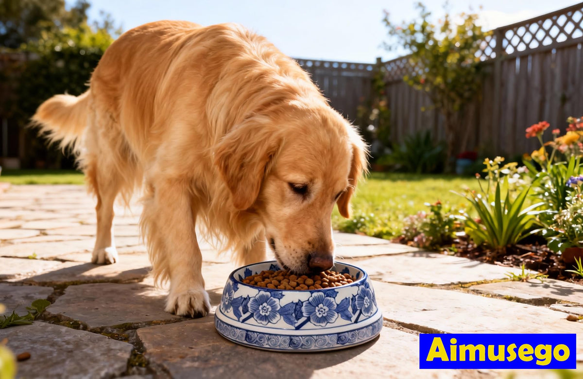 Hand-Painted Blue and White Ceramic Pet Bowl