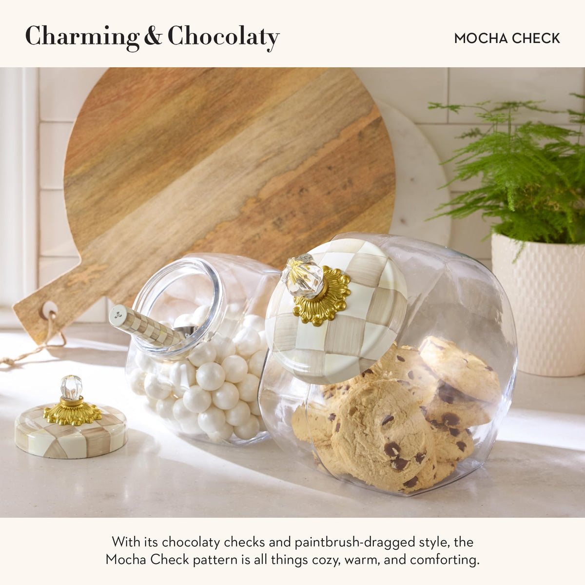 MacKenzie-Childs Glass Sweets Jar, Royal Check