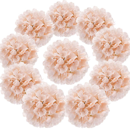 Silk Hydrangea Heads with Stems, Pack of 10