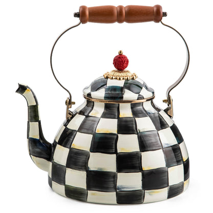 MacKenzie-Childs Enamel Tea Kettle, Royal Check