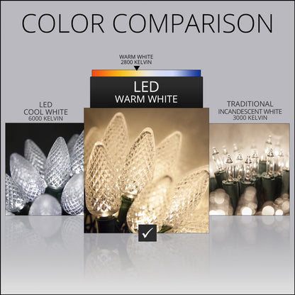 Blue C9 LED Christmas Light Set, 25 Bulbs
